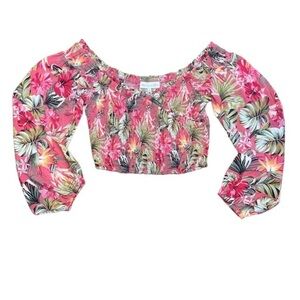 EUC VICI x Summer of Diane Smocked Off the Shoulder Balloon Sleeve Blouse XS